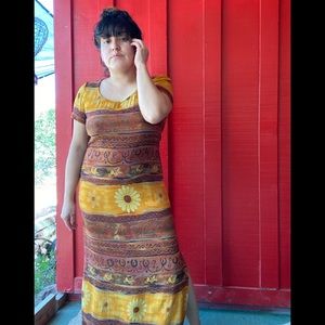 90s Floral dress lightweight Med